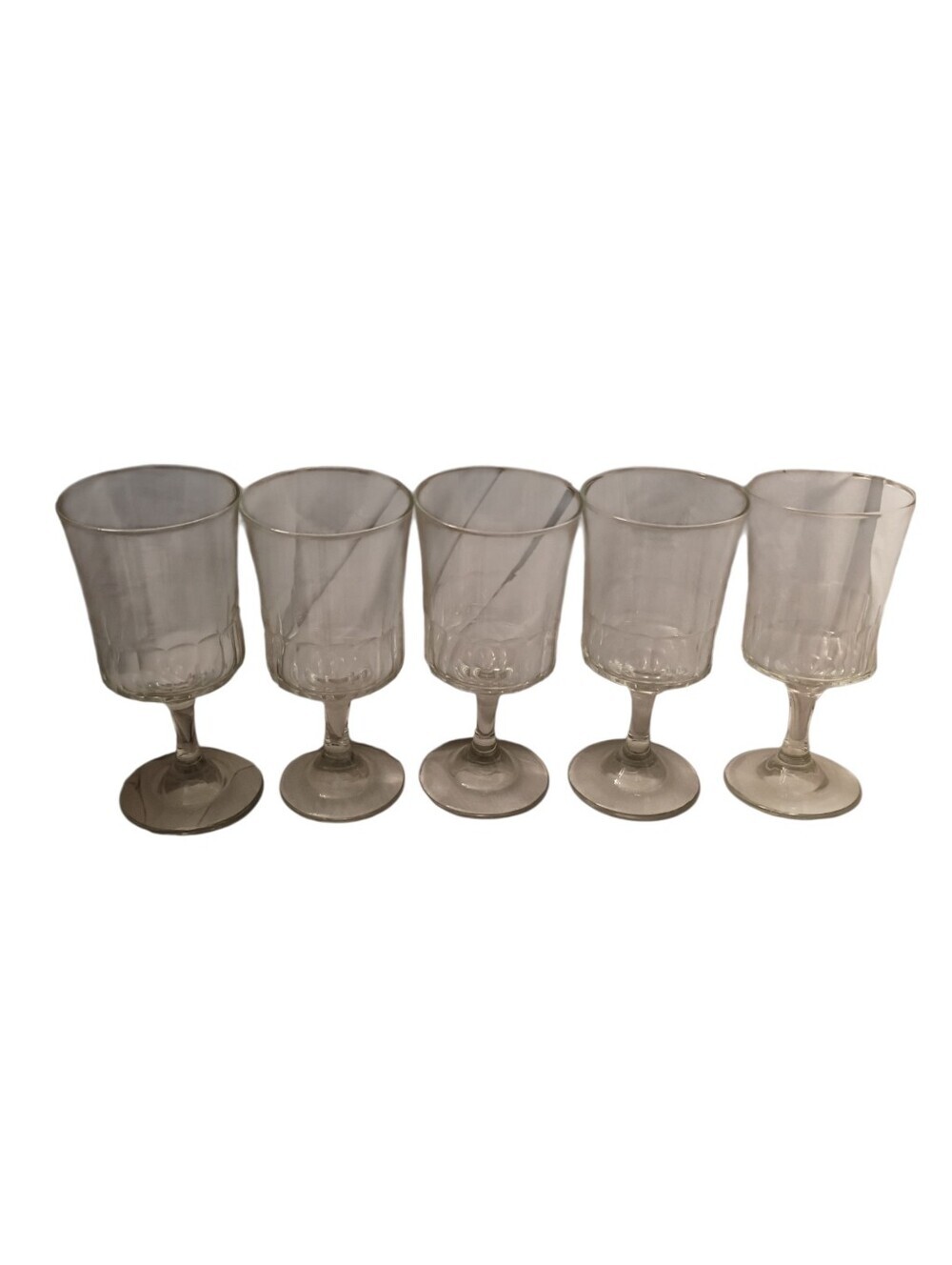 Set of 5 Clear Glass Goblets Stemmed Drinking Glasses 10oz